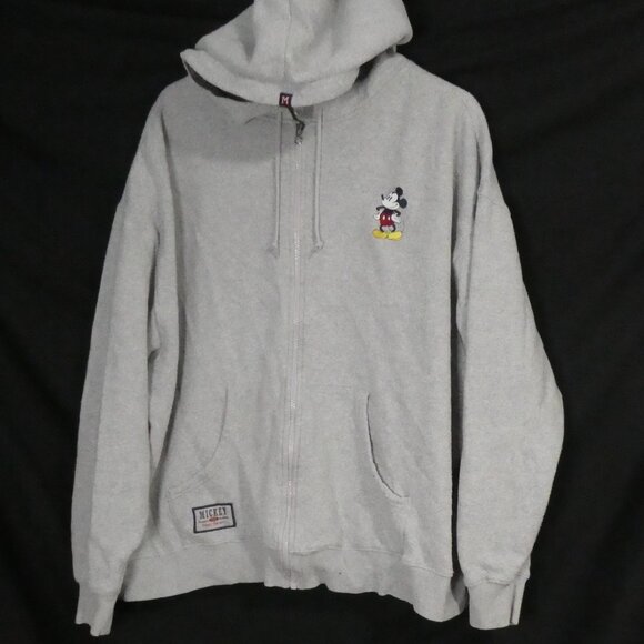 DISNEY STORE | XXL | Grey Zip-Up Hoodie | Embroidered Mickey Mouse Motif - Picture 5 of 16